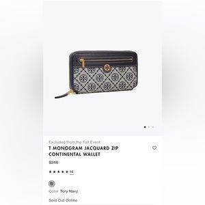 Navy Tory Burch Jacquard print wallet
